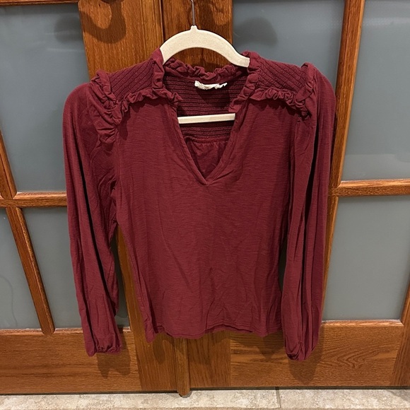 Nation LTD Tops - Nation LTD Ruffled Maroon Blouse